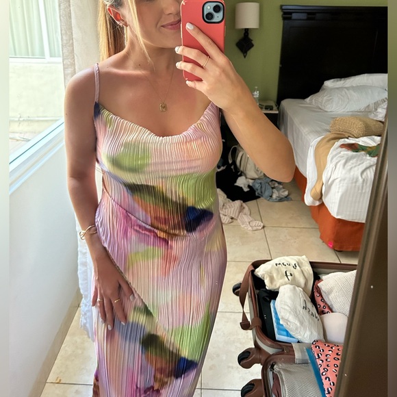 Multicolored Maxi Dress, Bump Friendly Dress, Wedding Guest Dress - Picture 5 of 9